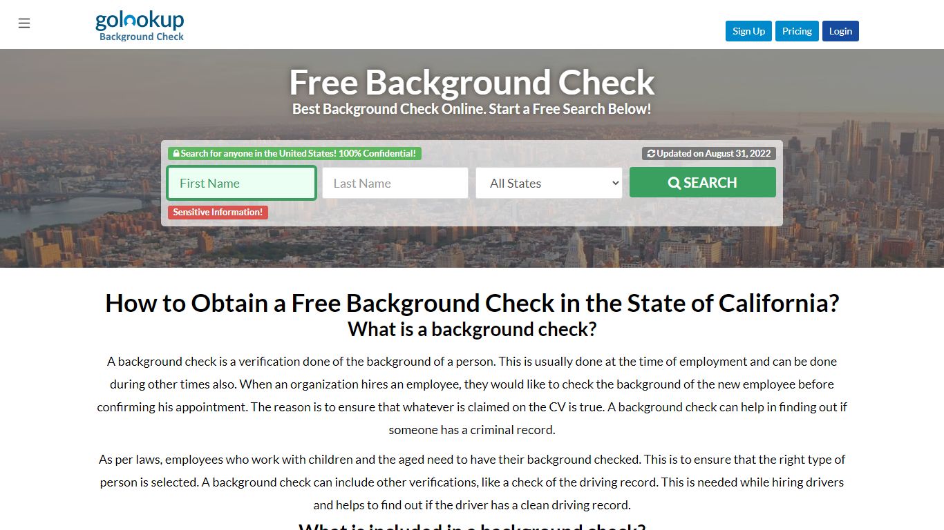 California Free Background Check, Free Background Check ... - GoLookUp